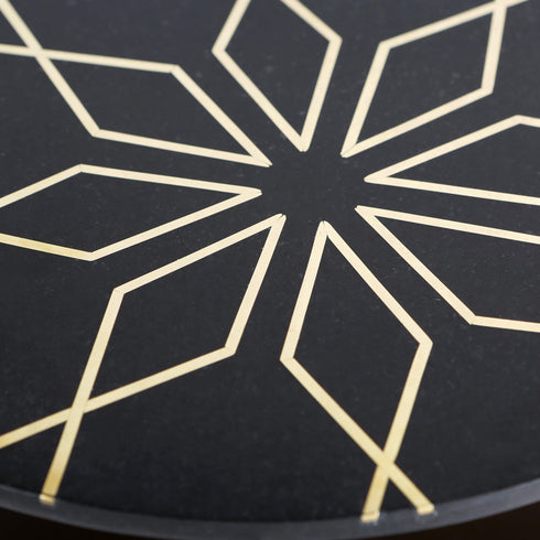 Black Cake Stand with Geometria Brass Inlay